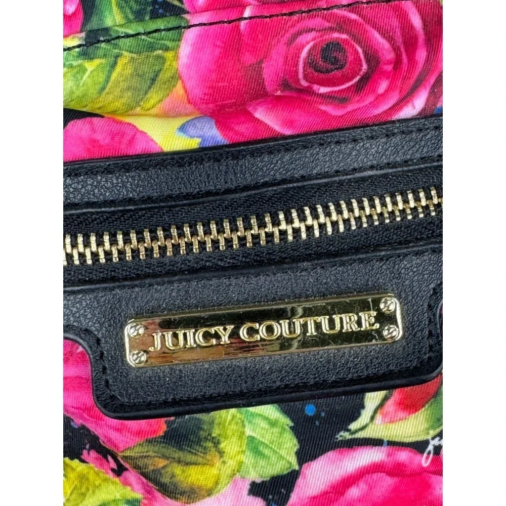 Juicy Couture Rosie Mini Backpack Black Pink Floral Rose Gold Logo Y2K Girly